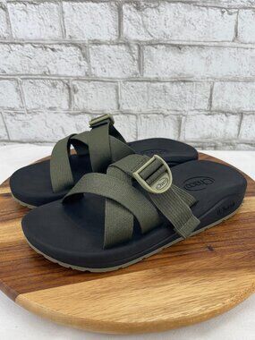 Chaco Cushz Mens 11 Mossy Olive Green Adjustabe Slide Sandals JCH110021Z
